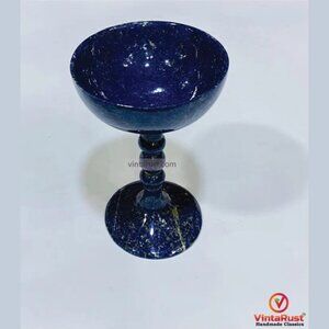 Handmade Lapis Lazuli Goblet: Decorative Blue Stone Cup